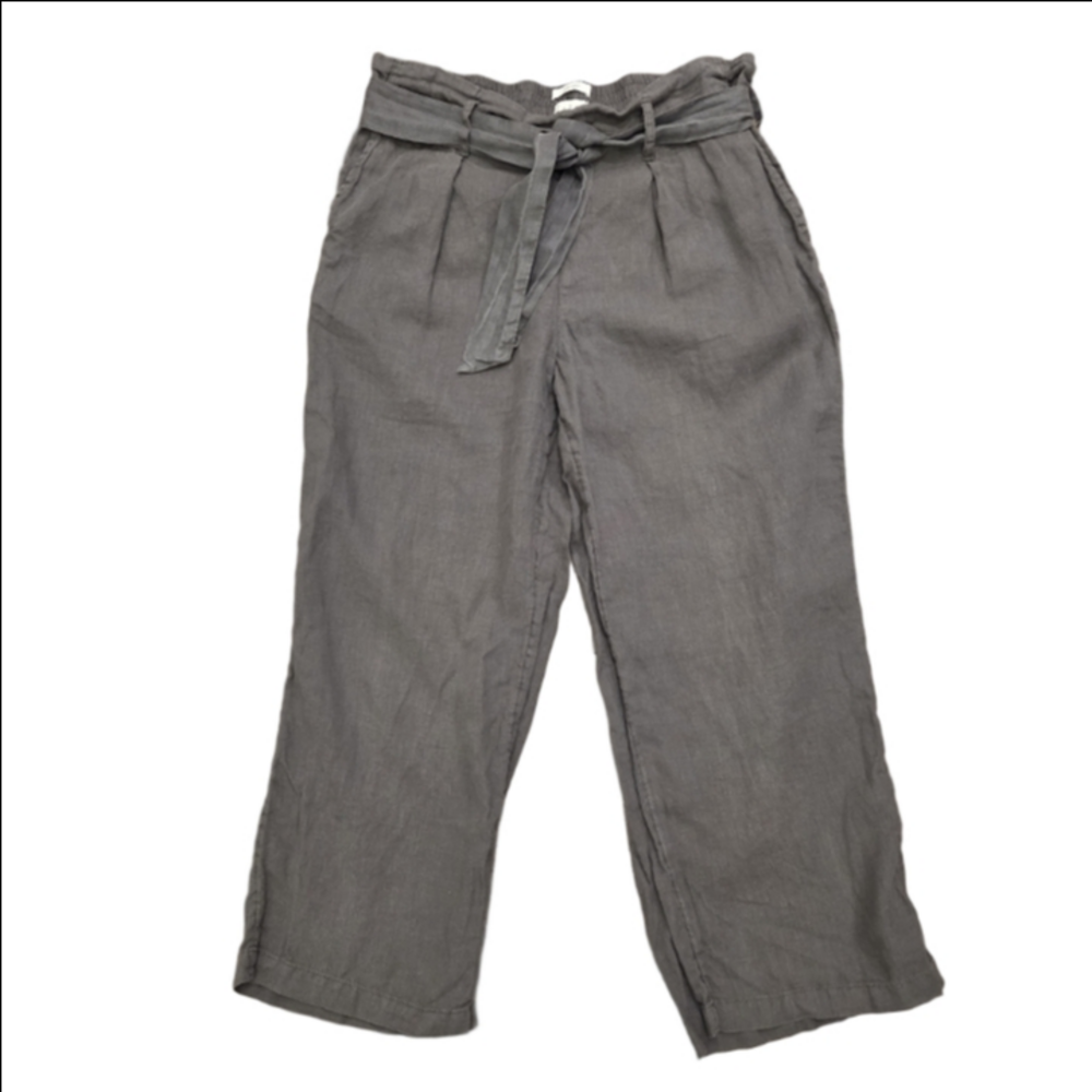 Nicole Miller Linen Tie Waist Cropped Pants Size Medium